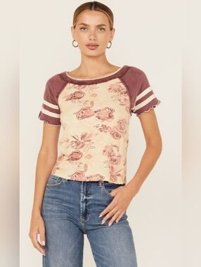 We The Free Wish You Were Here" Floral Print Tee collection Size XL